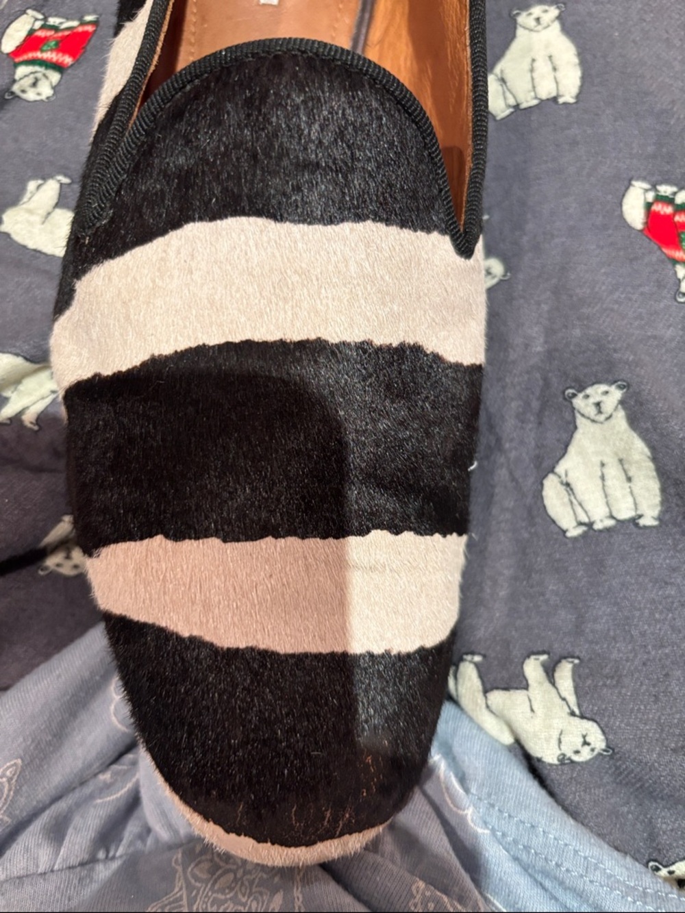 COACH Black and Cream Striped Women's Loafers - Picture 7 of 8